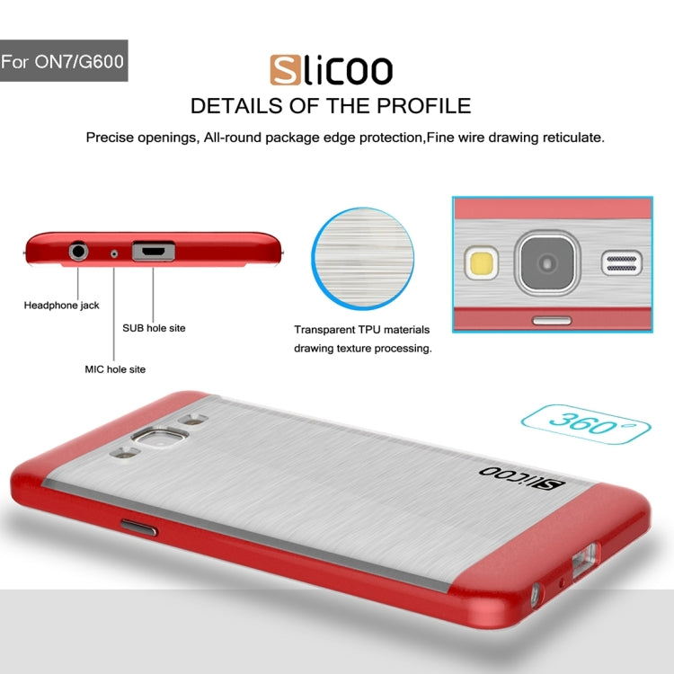 Slicoo for Galaxy On7 / G600 Brushed Texture Electroplating Transparenct TPU + PC Combination Case