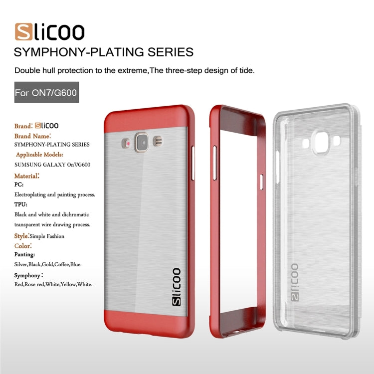 Slicoo for Galaxy On7 / G600 Brushed Texture Electroplating Transparenct TPU + PC Combination Case
