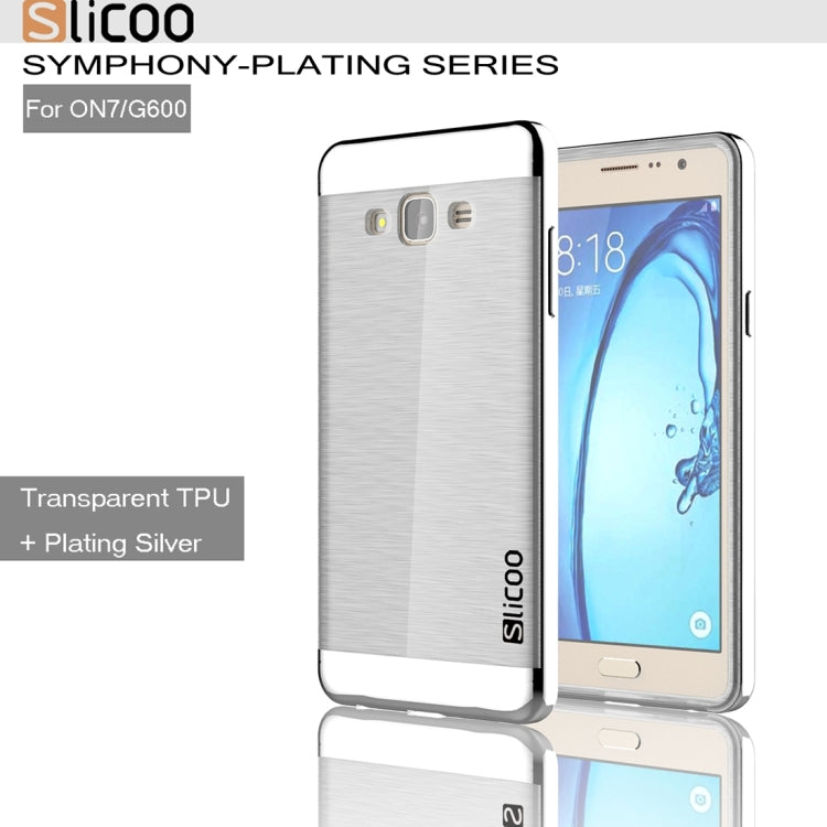 Slicoo for Galaxy On7 / G600 Brushed Texture Electroplating Transparenct TPU + PC Combination Case