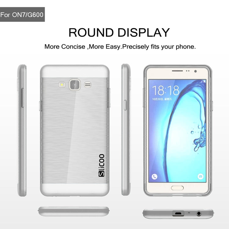 Slicoo for Galaxy On7 / G600 Brushed Texture Electroplating Transparenct TPU + PC Combination Case