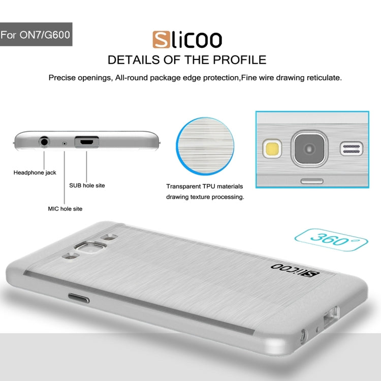 Slicoo for Galaxy On7 / G600 Brushed Texture Electroplating Transparenct TPU + PC Combination Case