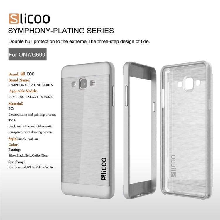Slicoo for Galaxy On7 / G600 Brushed Texture Electroplating Transparenct TPU + PC Combination Case