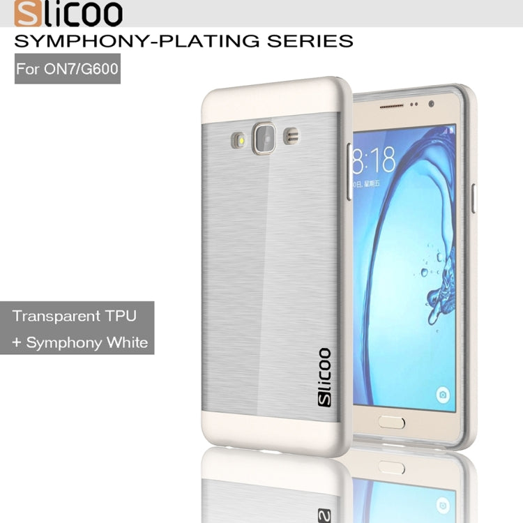 Slicoo for Galaxy On7 / G600 Brushed Texture Electroplating Transparenct TPU + PC Combination Case