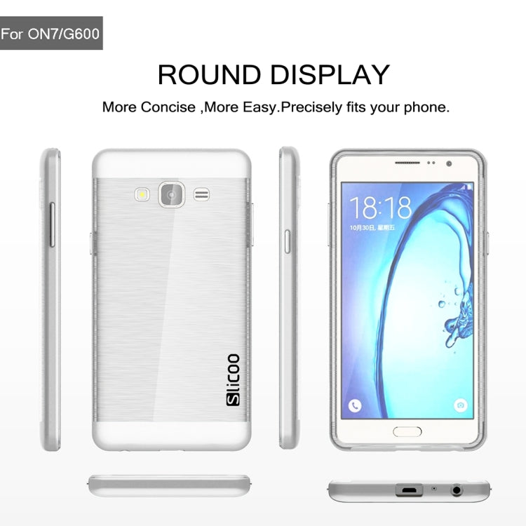 Slicoo for Galaxy On7 / G600 Brushed Texture Electroplating Transparenct TPU + PC Combination Case