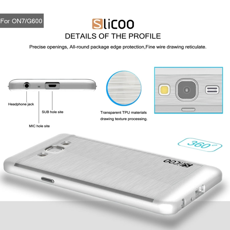 Slicoo for Galaxy On7 / G600 Brushed Texture Electroplating Transparenct TPU + PC Combination Case
