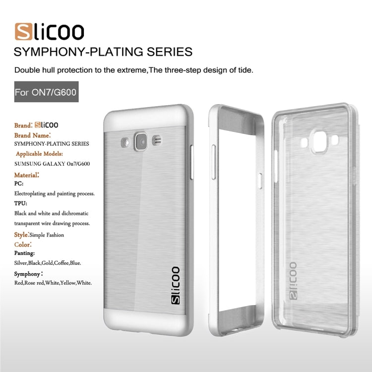 Slicoo for Galaxy On7 / G600 Brushed Texture Electroplating Transparenct TPU + PC Combination Case