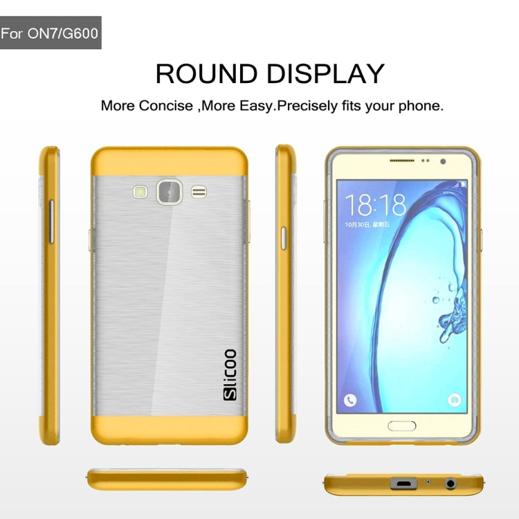 Slicoo for Galaxy On7 / G600 Brushed Texture Electroplating Transparenct TPU + PC Combination Case