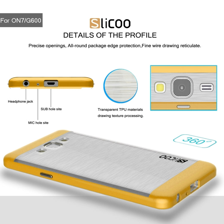 Slicoo for Galaxy On7 / G600 Brushed Texture Electroplating Transparenct TPU + PC Combination Case