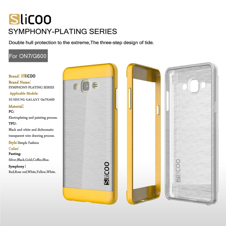 Slicoo for Galaxy On7 / G600 Brushed Texture Electroplating Transparenct TPU + PC Combination Case