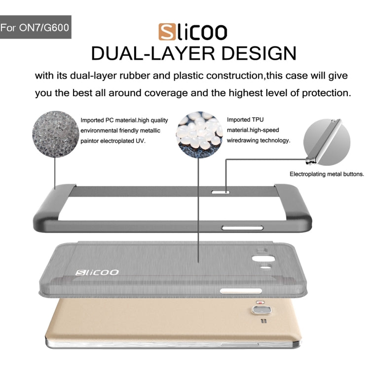 Slicoo for Galaxy On7 / G600 Brushed Texture Electroplating TPU + PC Combination Case