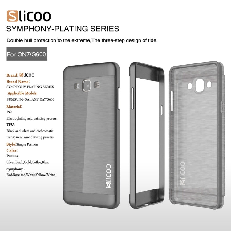 Slicoo for Galaxy On7 / G600 Brushed Texture Electroplating TPU + PC Combination Case