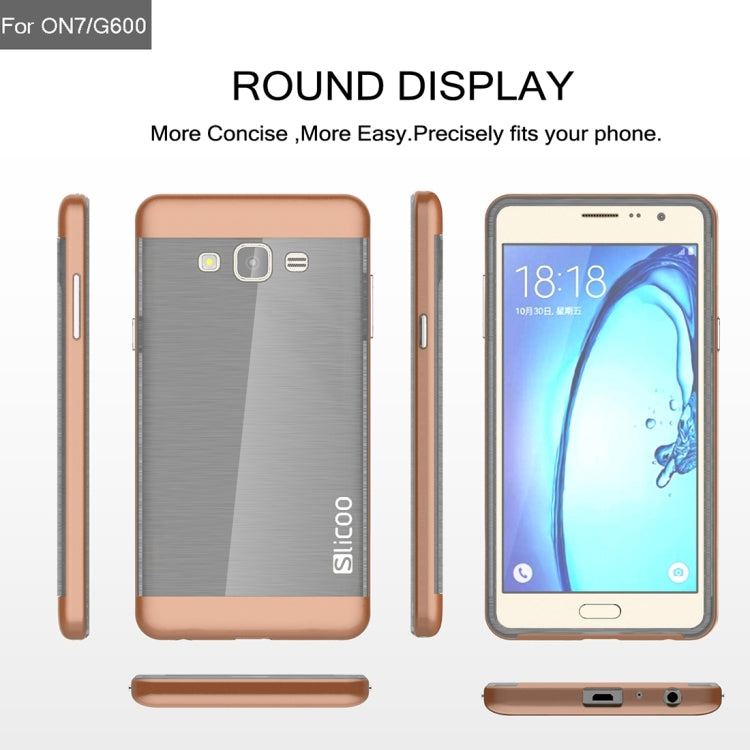 Slicoo for Galaxy On7 / G600 Brushed Texture Electroplating TPU + PC Combination Case