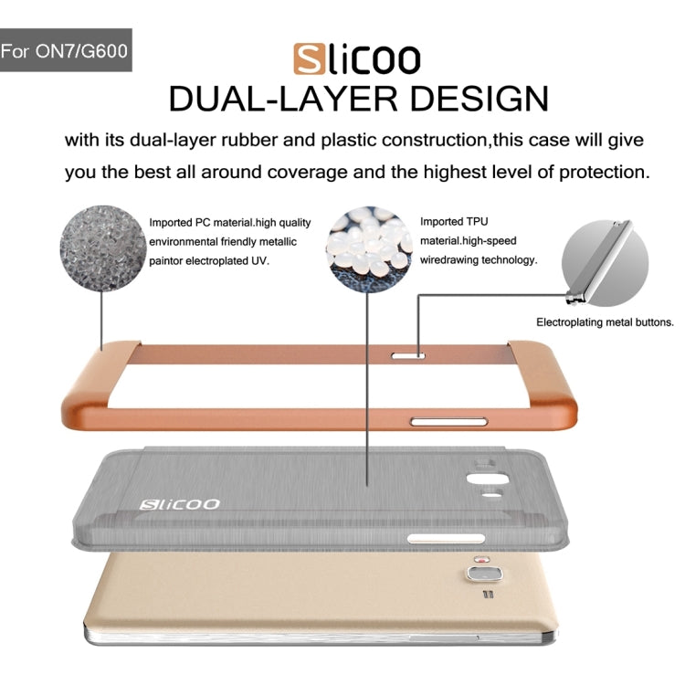 Slicoo for Galaxy On7 / G600 Brushed Texture Electroplating TPU + PC Combination Case