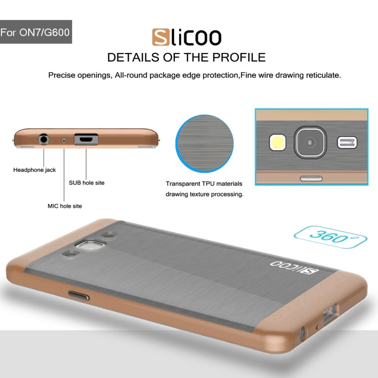 Slicoo for Galaxy On7 / G600 Brushed Texture Electroplating TPU + PC Combination Case