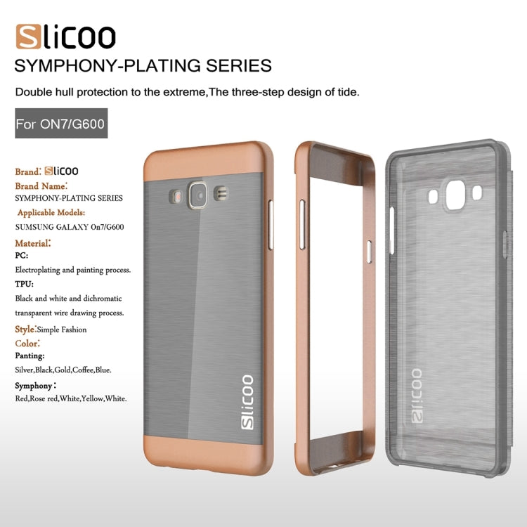 Slicoo for Galaxy On7 / G600 Brushed Texture Electroplating TPU + PC Combination Case