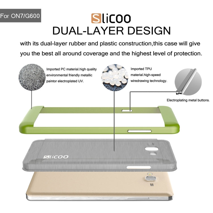 Slicoo for Galaxy On7 / G600 Brushed Texture Electroplating TPU + PC Combination Case