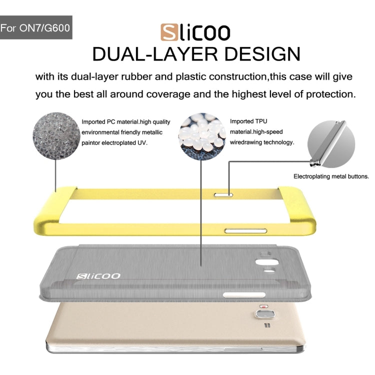 Slicoo for Galaxy On7 / G600 Brushed Texture Electroplating TPU + PC Combination Case
