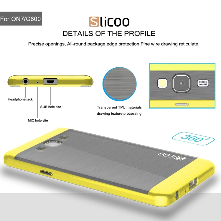 Slicoo for Galaxy On7 / G600 Brushed Texture Electroplating TPU + PC Combination Case