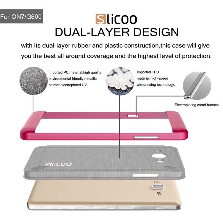 Slicoo for Galaxy On7 / G600 Brushed Texture Electroplating TPU + PC Combination Case