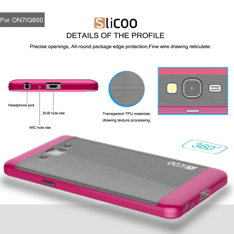 Slicoo for Galaxy On7 / G600 Brushed Texture Electroplating TPU + PC Combination Case