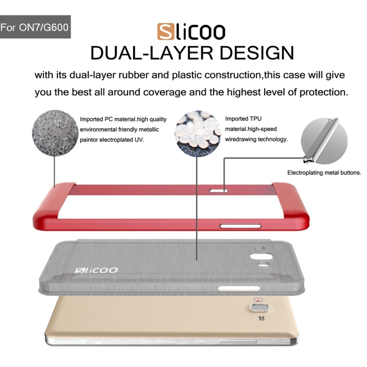 Slicoo for Galaxy On7 / G600 Brushed Texture Electroplating TPU + PC Combination Case