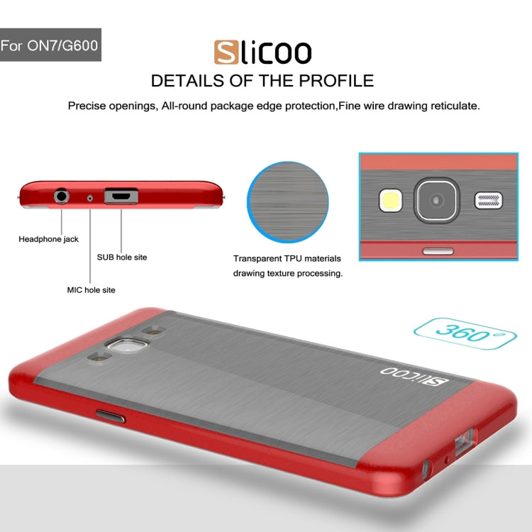 Slicoo for Galaxy On7 / G600 Brushed Texture Electroplating TPU + PC Combination Case
