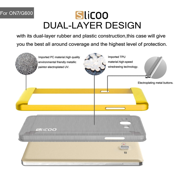 Slicoo for Galaxy On7 / G600 Brushed Texture Electroplating TPU + PC Combination Case