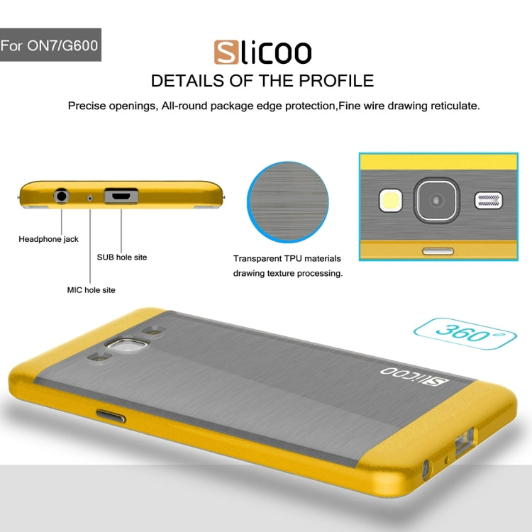Slicoo for Galaxy On7 / G600 Brushed Texture Electroplating TPU + PC Combination Case
