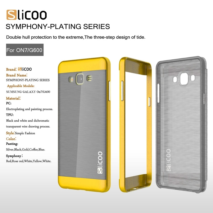 Slicoo for Galaxy On7 / G600 Brushed Texture Electroplating TPU + PC Combination Case