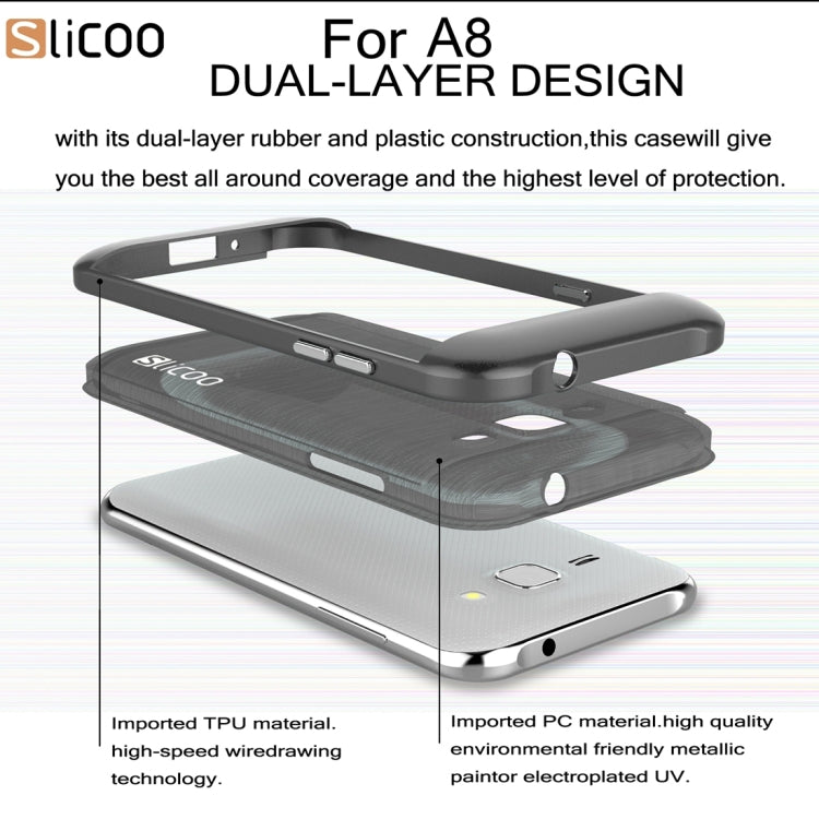 Slicoo for Galaxy A8 / A800 Brushed Texture Electroplating TPU + PC Combination Case