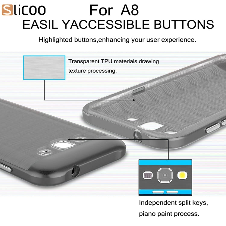 Slicoo for Galaxy A8 / A800 Brushed Texture Electroplating TPU + PC Combination Case