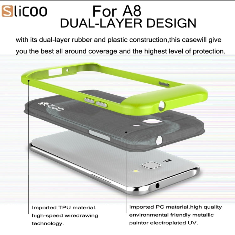 Slicoo for Galaxy A8 / A800 Brushed Texture Electroplating TPU + PC Combination Case