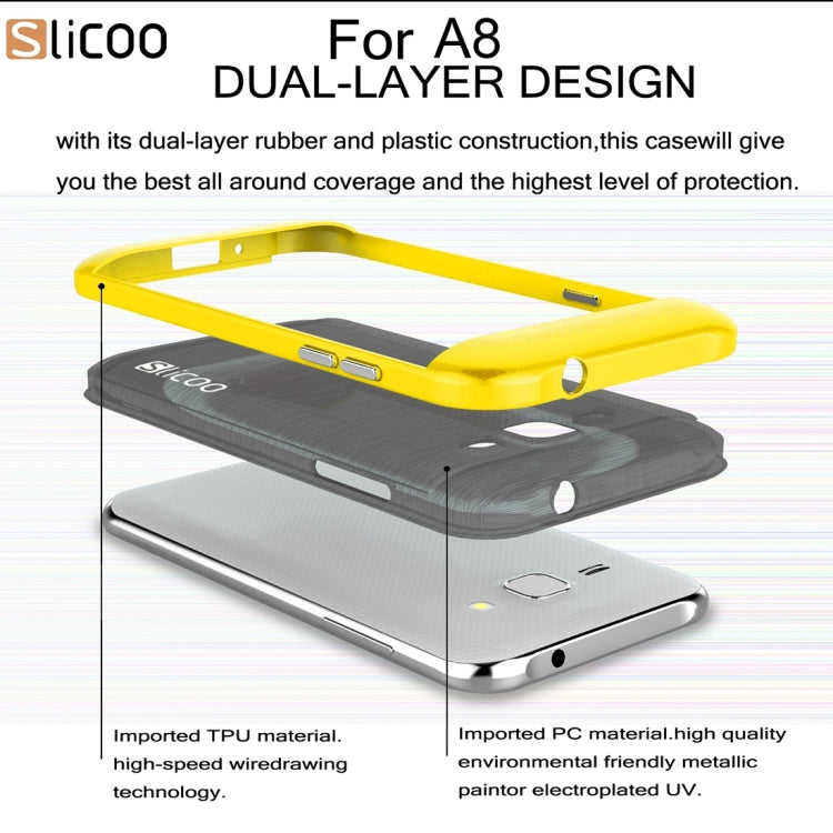 Slicoo for Galaxy A8 / A800 Brushed Texture Electroplating TPU + PC Combination Case