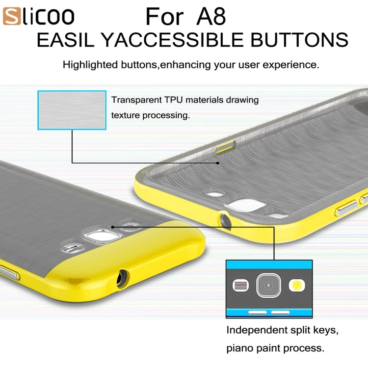 Slicoo for Galaxy A8 / A800 Brushed Texture Electroplating TPU + PC Combination Case