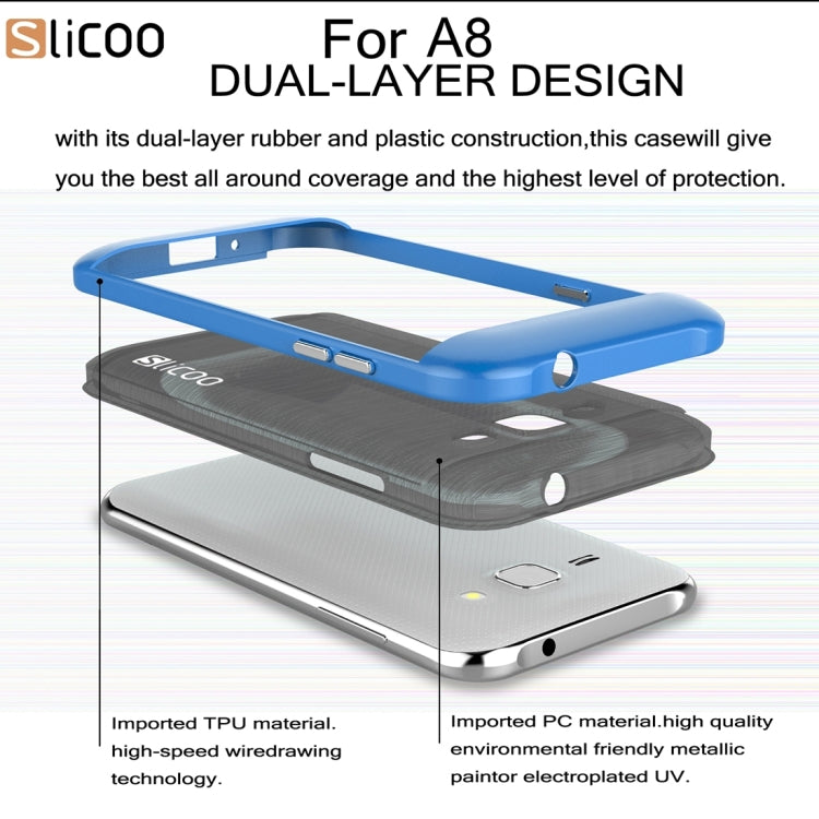 Slicoo for Galaxy A8 / A800 Brushed Texture Electroplating TPU + PC Combination Case
