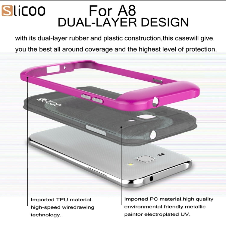 Slicoo for Galaxy A8 / A800 Brushed Texture Electroplating TPU + PC Combination Case