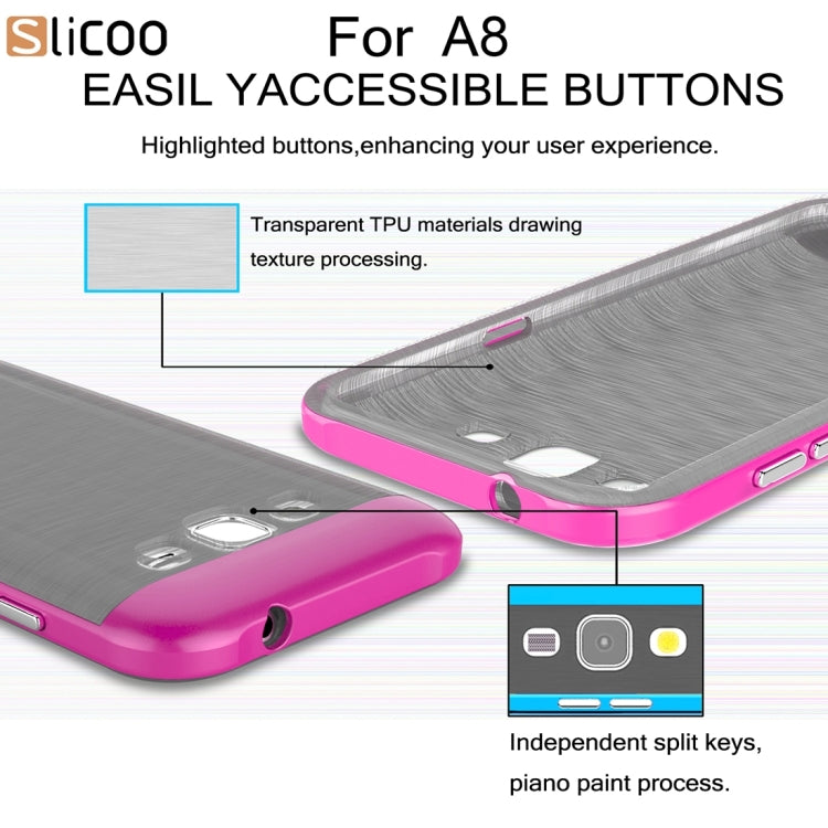 Slicoo for Galaxy A8 / A800 Brushed Texture Electroplating TPU + PC Combination Case
