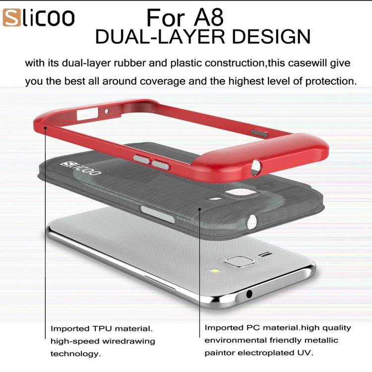 Slicoo for Galaxy A8 / A800 Brushed Texture Electroplating TPU + PC Combination Case