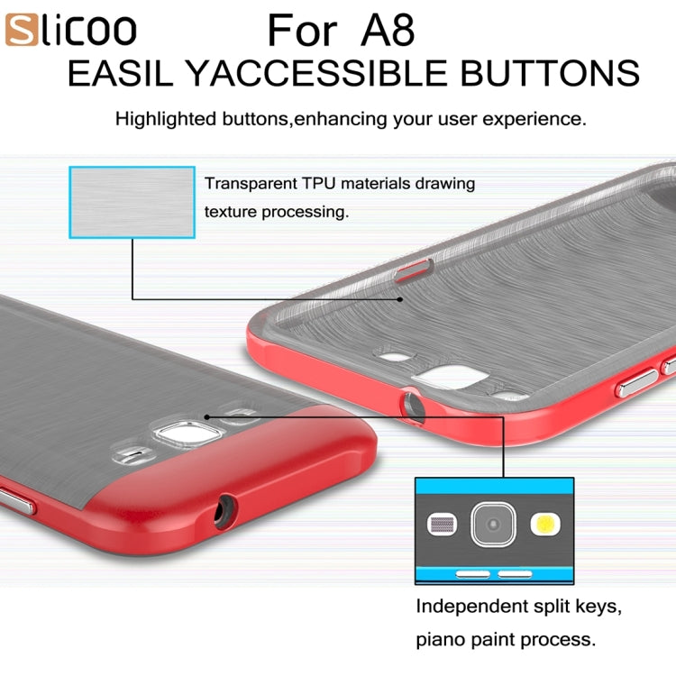 Slicoo for Galaxy A8 / A800 Brushed Texture Electroplating TPU + PC Combination Case