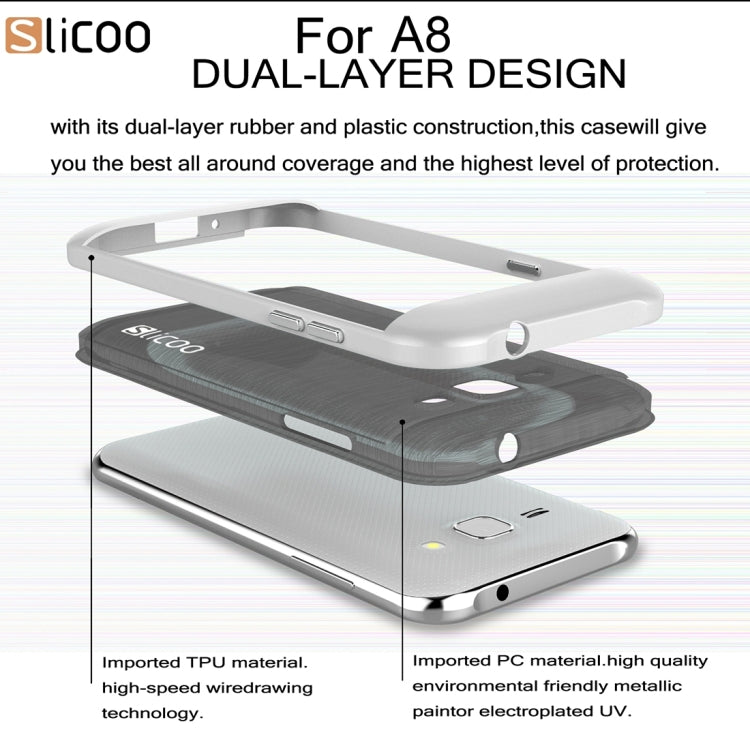 Slicoo for Galaxy A8 / A800 Brushed Texture Electroplating TPU + PC Combination Case