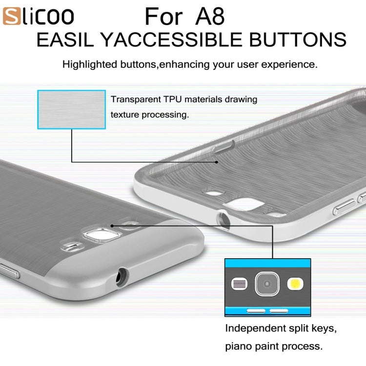 Slicoo for Galaxy A8 / A800 Brushed Texture Electroplating TPU + PC Combination Case