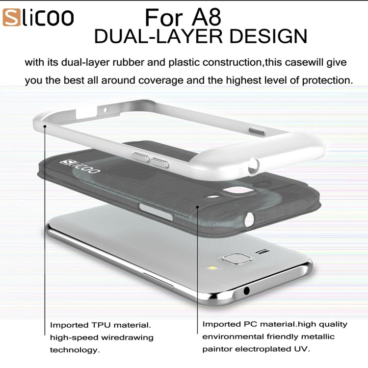 Slicoo for Galaxy A8 / A800 Brushed Texture Electroplating TPU + PC Combination Case