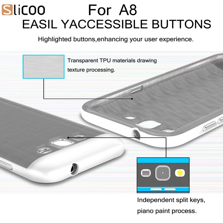 Slicoo for Galaxy A8 / A800 Brushed Texture Electroplating TPU + PC Combination Case