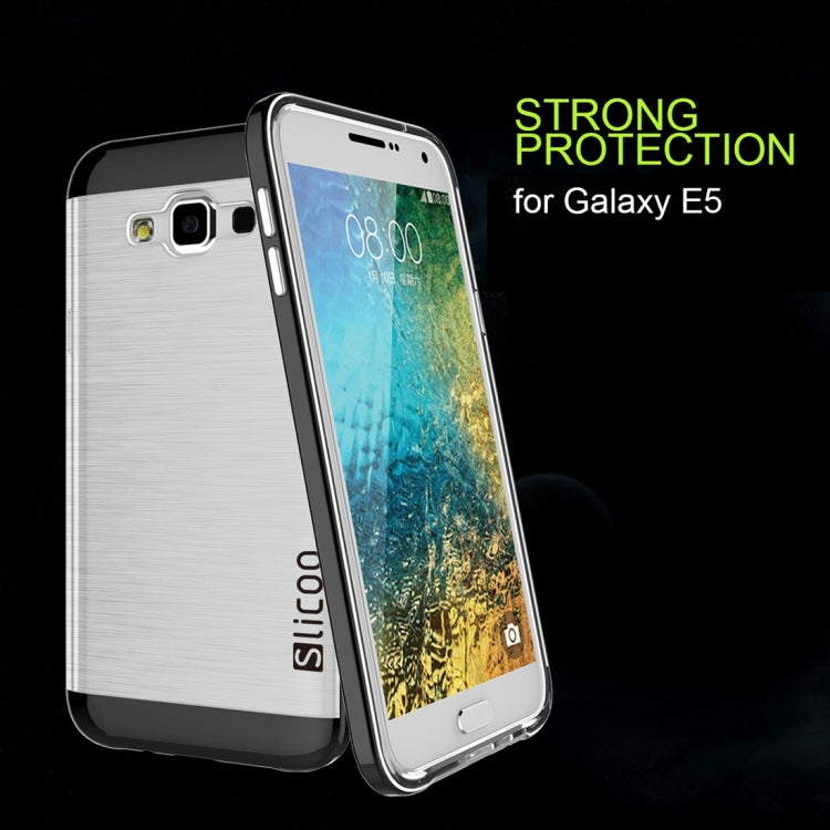 Slicoo for Galaxy E5 / E500 Brushed Texture Electroplating Transparenct TPU + PC Combination Case