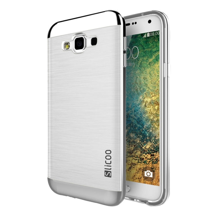 Slicoo for Galaxy E5 / E500 Brushed Texture Electroplating Transparenct TPU + PC Combination Case