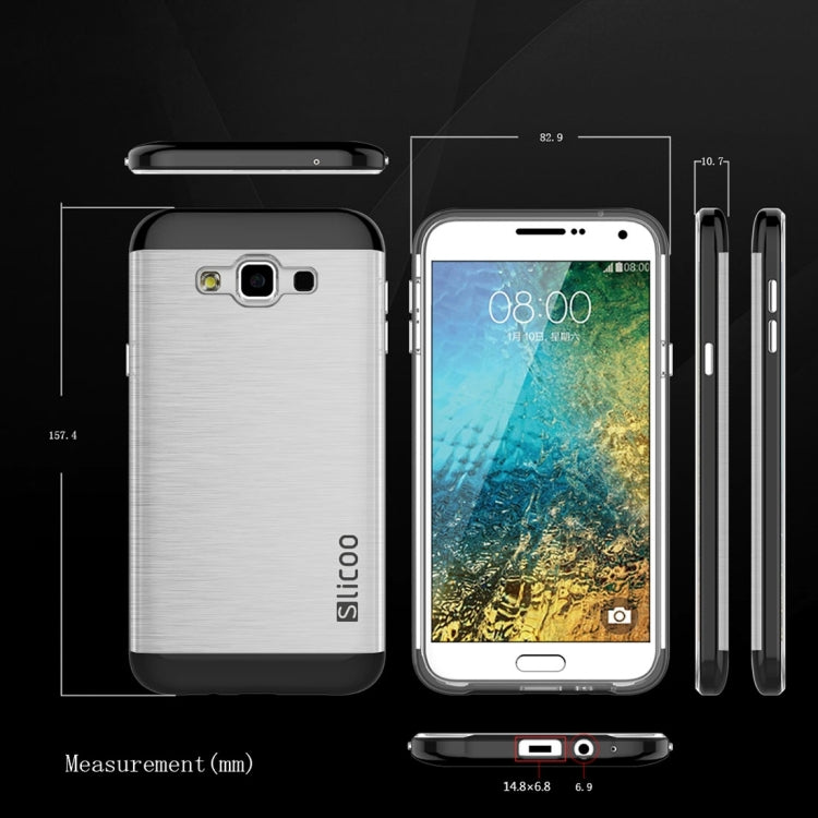 Slicoo for Galaxy E5 / E500 Brushed Texture Electroplating Transparenct TPU + PC Combination Case