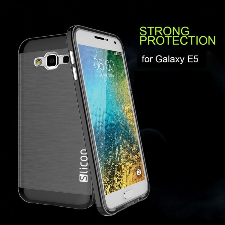 Slicoo for Galaxy E5 / E500 Brushed Texture Electroplating TPU + PC Combination Case