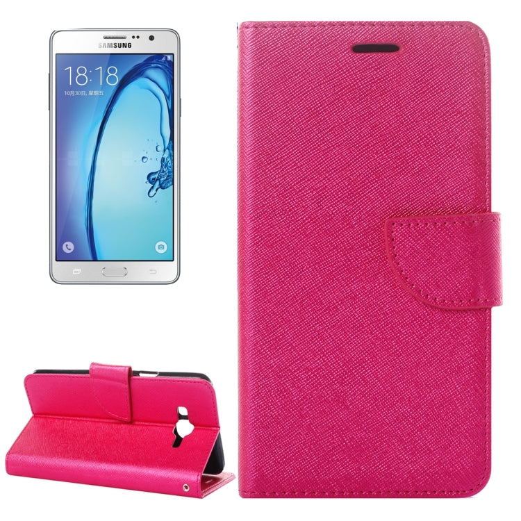 For Galaxy On7 / G600 Cross Texture Horizontal Flip Solid Color Leather Case with Holder & Card Slots & Wallet