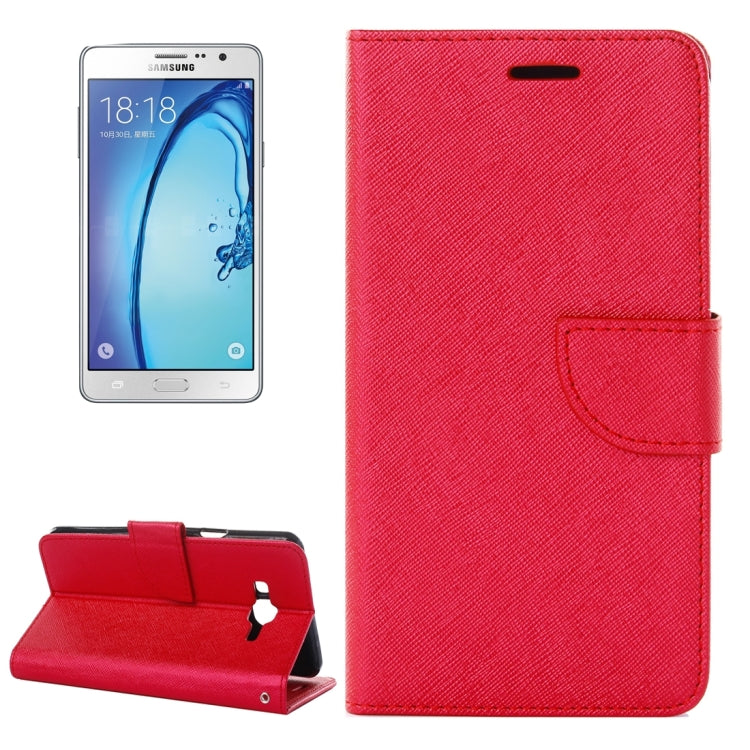 For Galaxy On7 / G600 Cross Texture Horizontal Flip Solid Color Leather Case with Holder & Card Slots & Wallet