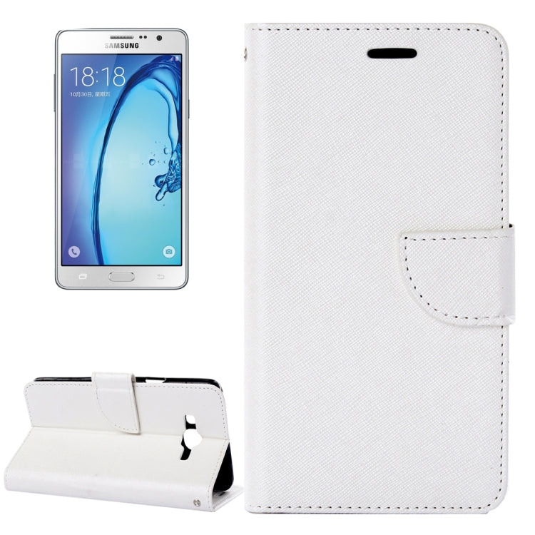 For Galaxy On7 / G600 Cross Texture Horizontal Flip Solid Color Leather Case with Holder & Card Slots & Wallet